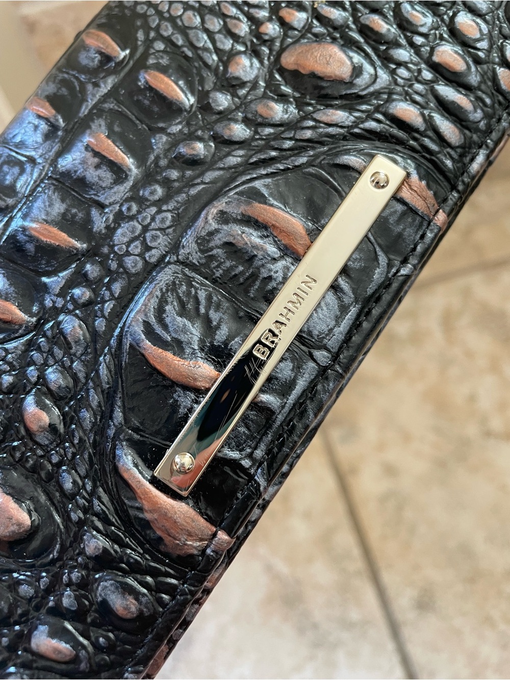 Brahmin rare dusk ady Copper Croc-Embossed Leather wallet nwt - Picture 4 of 8